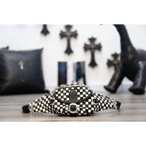 Chrome hearts CH克罗心官网黑白棋盘格Snat pack MINI腰包胸包K053-2