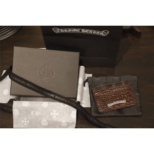 Chrome hearts CH代购克罗心日本官网棕色鳄鱼皮卡包卡片夹WE098