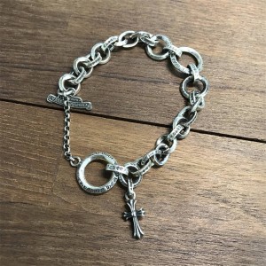 Chrome hearts CH克罗心专卖店纯银十字架吊坠圆环渐变手链