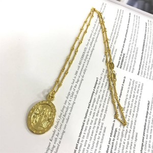 Chrome hearts CH克罗心中国官网925纯银镀金天使宝剑圆盘吊坠圣母项链